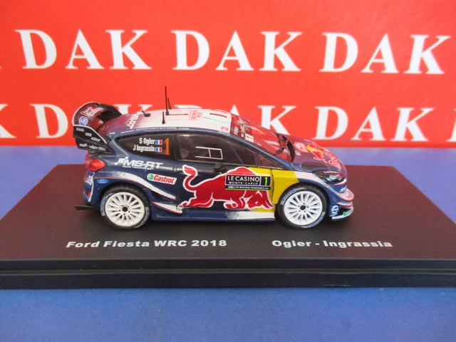 Miniature 1/43 Ford Fiesta WRC Monte Carlo 2018 Ogier – Ixo, Métal Zamac, Sur Socle, Collection Adulte