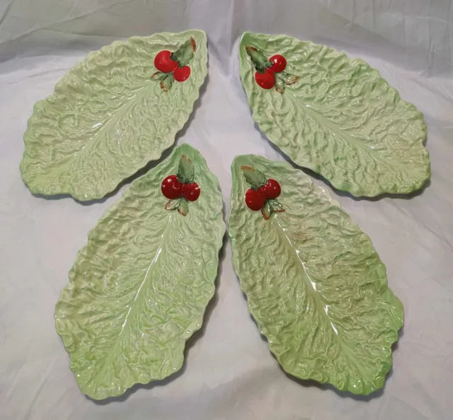 Vintage Carlton Ware Tomato & Cabbage Leaf 4-Piece Plate Set