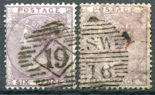 (854) VERY GOOD USED SG69 & SG70 QV 6d DEEP & PALE LILAC PLATE 1