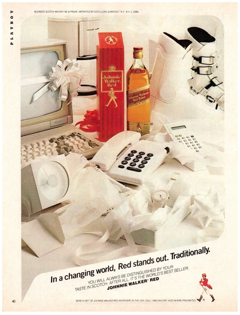 Johnnie Walker Red Stands Out Scotch Vintage Print Advertisement 8x11" 1987