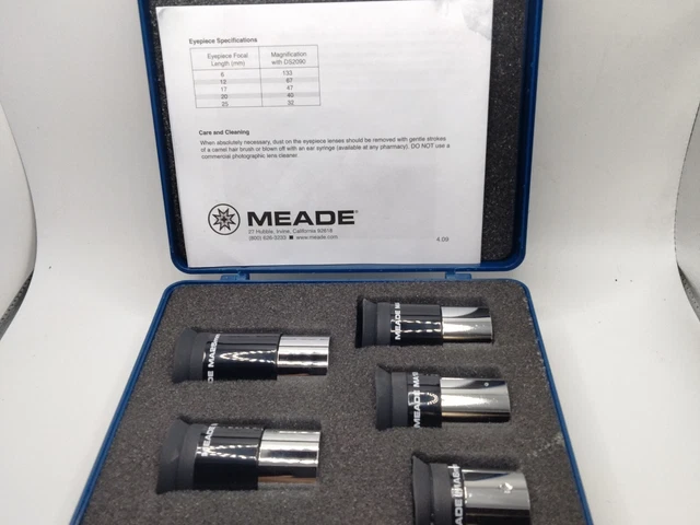 JUEGO DE 5 OCULARES TELESCOPIO MEADE 1.25"- 6 12 17 20 25 mm con ESTUCHE JUEGO DE 5 OCULARES TELESCOPIO MEADE 1.25"- 6 12 17 20 25 mm con ESTUCHE