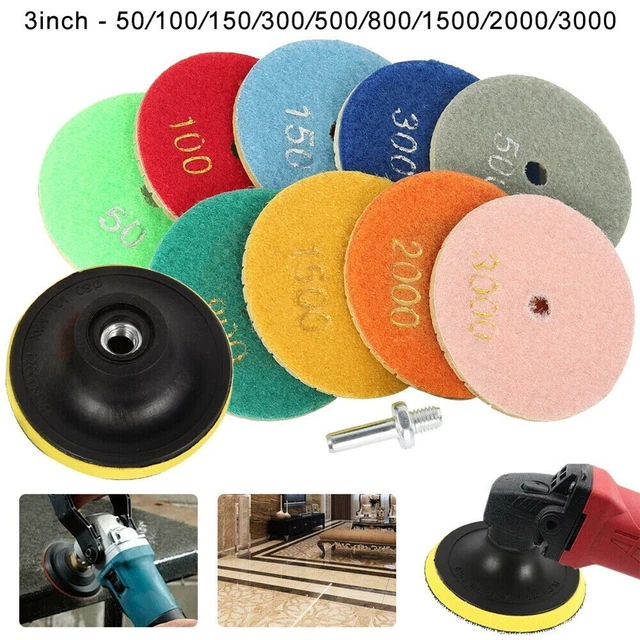 Set dischi lucidanti diamantati set 11 pezzi per granito marmo pietra calcestruzzo 3 pollici