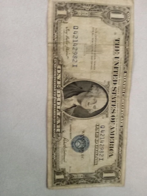 1935 F Series Blue Seal $1.00 One Dollar Silver Certificate Note