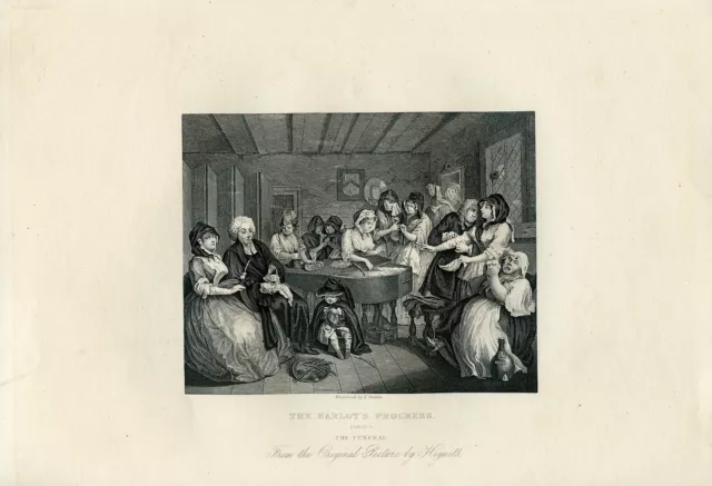 WILLIAM HOGARTH Vintage Print - The Harlot's Progress Plate 6   #J526