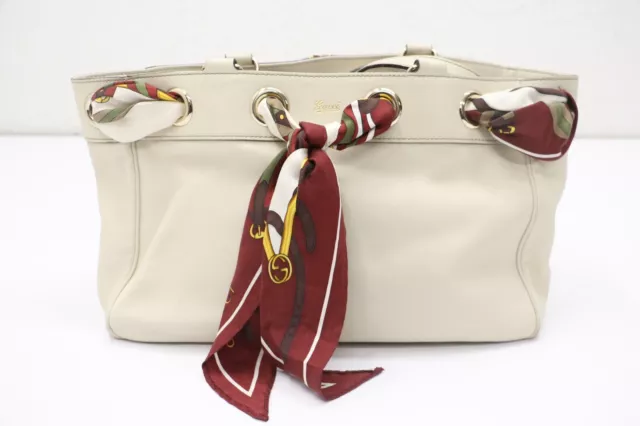 GUCCI Positano Medium Beige GG Tote Scarf Bag GUCCI Positano Medium Beige GG Tote Scarf Bag