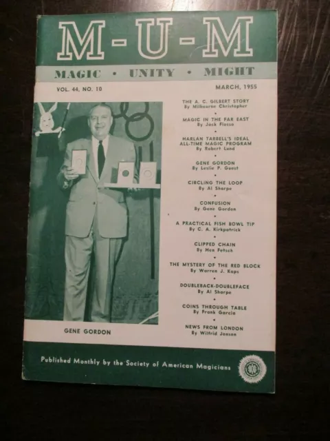 Mum Magazine March 1955 Gene Gordon Magic Unity Might Magician Vol 44 No 10