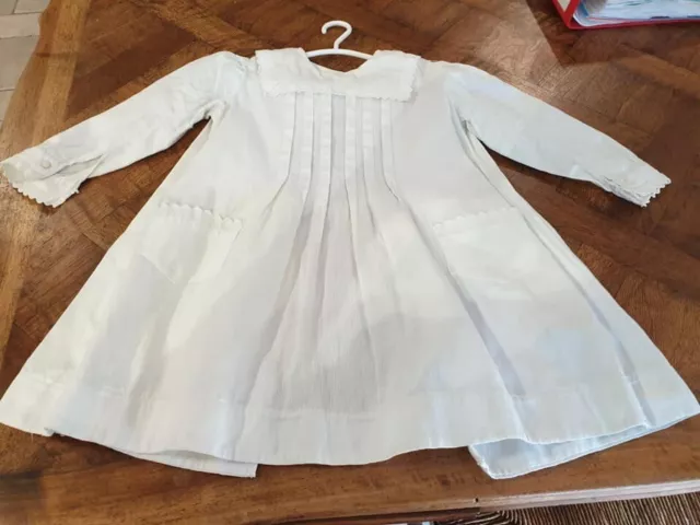 Robe bebe ancienne fillette/poupée, coton broderie