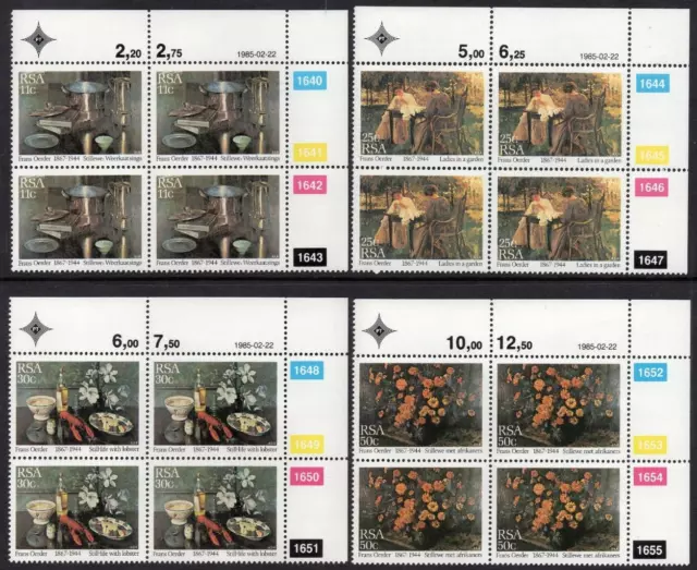 RSA MNH 1985 SG577-80 Paintings by Frans Oerder Blocks of 4