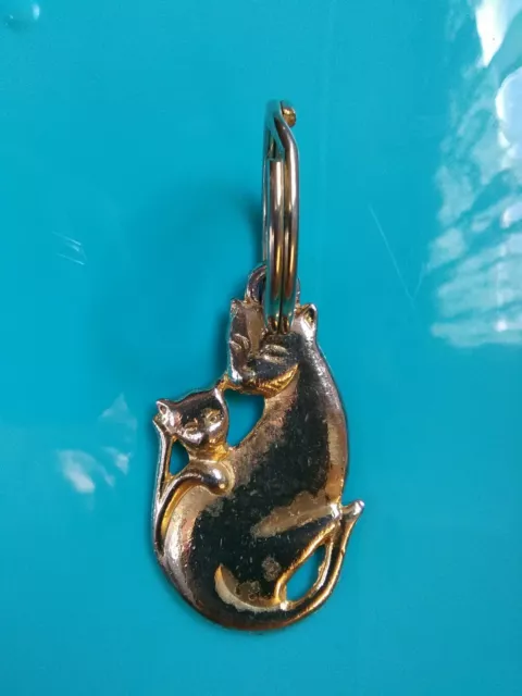 2" Silver plated Cat Keychain Keyring Key Chain Key Ring