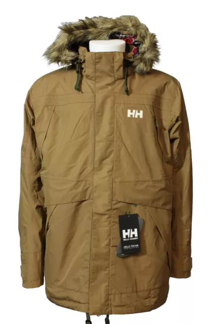 Giacca da uomo beige Helly Hansen Coastal stile Parka con pelliccia e tasche