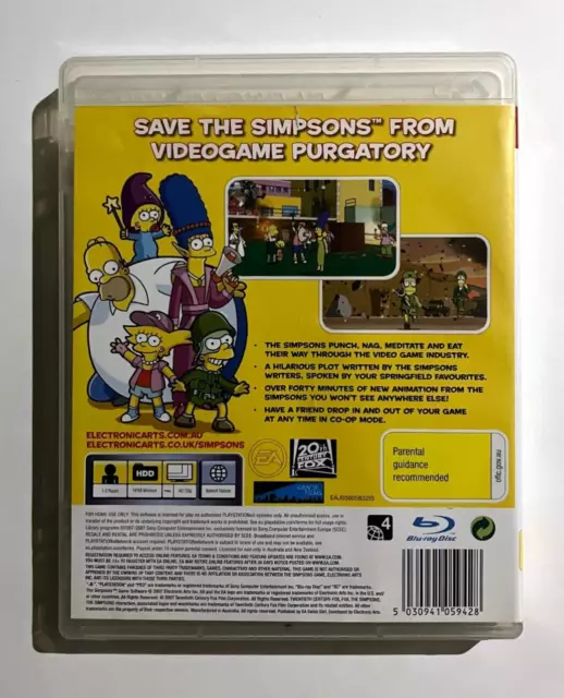 The Simpsons Game - 2007 Sony PS3 PlayStation 3 Game - RARE Complete Oz Release 2