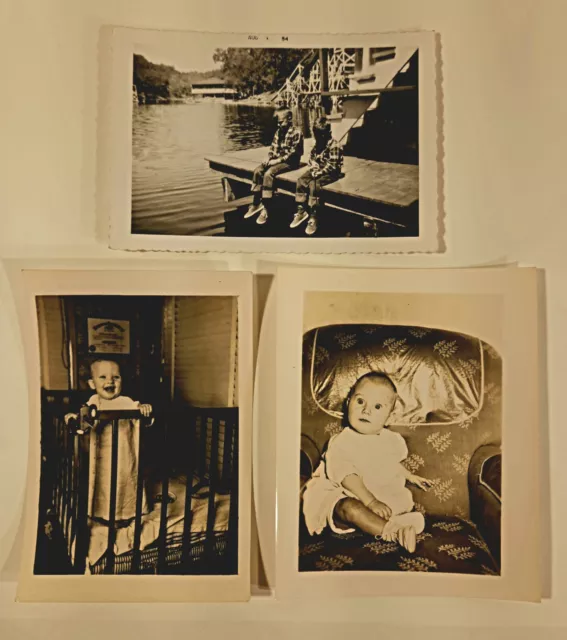 Vintage Babies And Boys Photographs 1930's To 1950's Lot Of 3 Originals