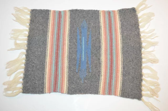 Small Woven Native American Style Rug Table Runner Southwest Textile 12" x 9"