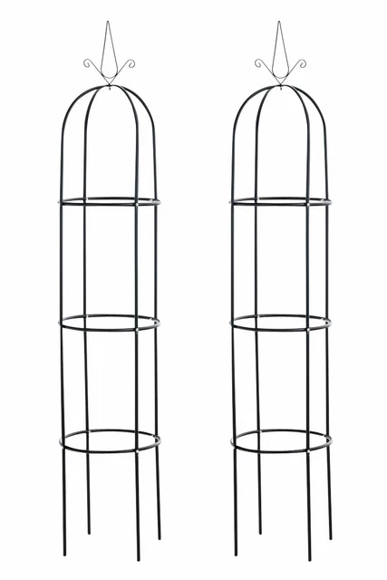 2er Set Rosensäule- Rankhilfe Rankgitter Rosenbogen Spalier Garten-schwarz