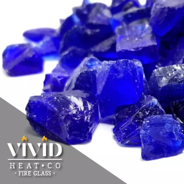 VIVID COBALT BLUE 1/2" - 3/4" Large Fireplace Fire Pit Fireglass Glass Crystals