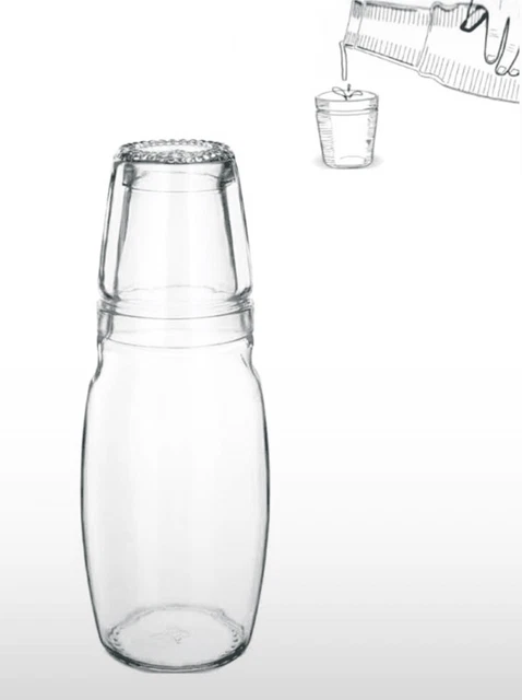 1 Litre Bedside Table Drink Set Clear Carafe Jug Pitcher Glass Tumbler Cup Desk