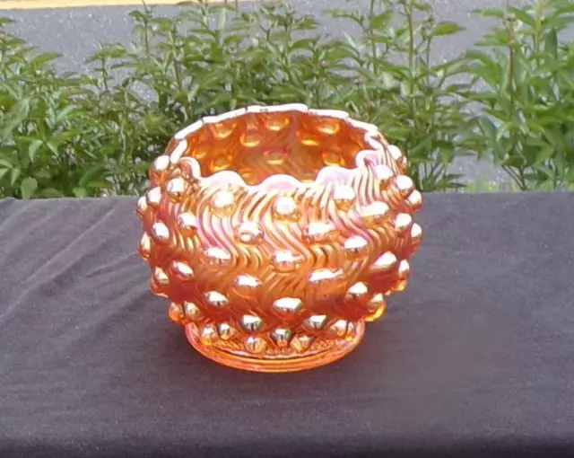 Millersburg Marigold Carnival Glass  "Swirl Hobnail"  Rose Bowl
