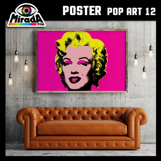 Maglietta da donna girocollo in cotone biologico Andy Warhol Ritratto Marilyn Monroe Pin Up Blu Pop Art 60's