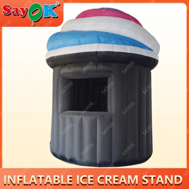 SAYOK 11.5FT Tall Inflatable Ice Cream Stand Booth Inflatable Kiosk Building
