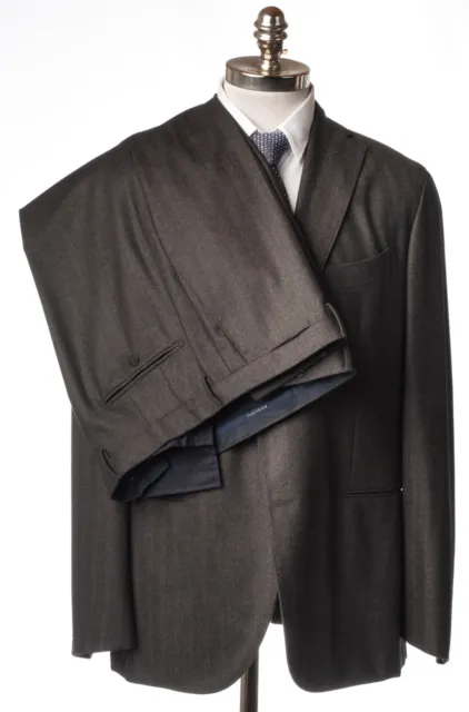 NWT BOGLIOLI Brown Herringbone Wool Slim Fit Suit 44 R (EU 54) Drop 6 Fits 42