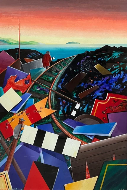 David Wilde – la Vieja Señal de Hombre Souvenir - Gales Pintura Railway & Trenes