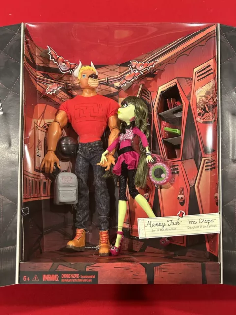 Monster High MANNY TAUR and IRIS CLOPS Rare 2013 Dolls NIB