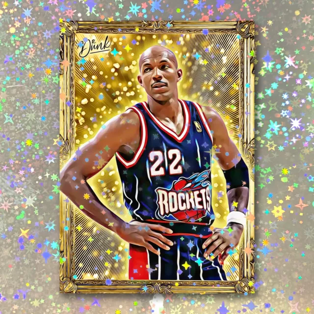 Clyde Drexler Holographic Gold Getter Sketch Card Limited 1/5 Dr. Dunk Signed