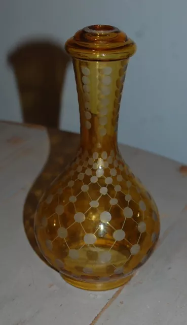 Di / Globe Verre Cheminee Pour Lampe Ancienne Petrole Ambre Jaune A Pois