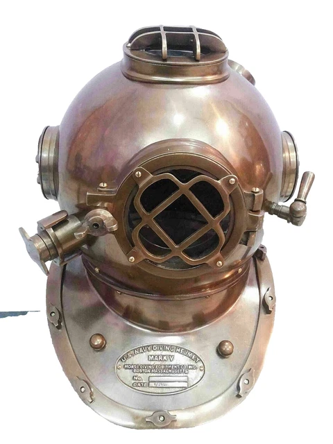Reproduction De Casque De Plongée US Navy Mark V - Acier Et Laiton - Modèle Haute Mer
