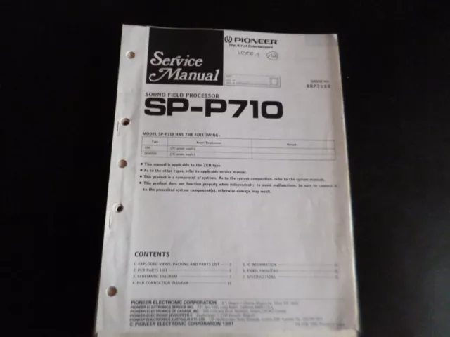 Original Service Manual Schaltplan Pioneer SP-710