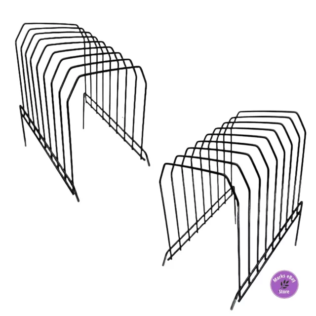 Two Desktop Organizer Folder Document Wire Black 8 Slots 10" Deep 12" Tall  8"W