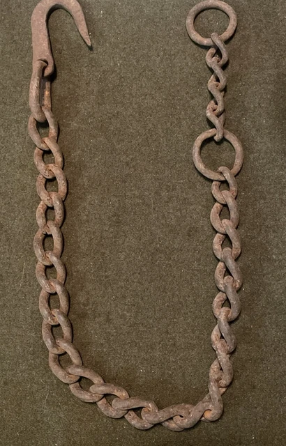 Antique Chain Hook Plant Hanger Farmhouse Steampunk Hearth Hand Forged Unique