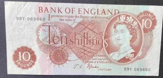 UK Bank of England 10/- banknote (J S Forde)
