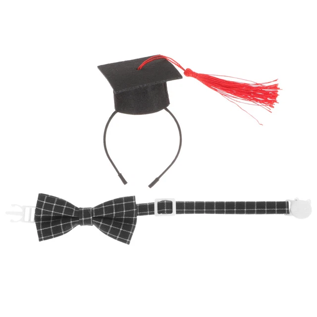 1 Satz von Haustier -Abschluss -Cap -Haarbändern mit Bowtie Dog Graduation Hats
