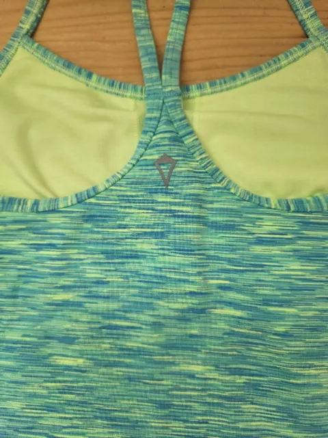 Ivivva Girls sz 10 Blue Green Yellow Athletic Strappy Tank Top w/ Built In Bra