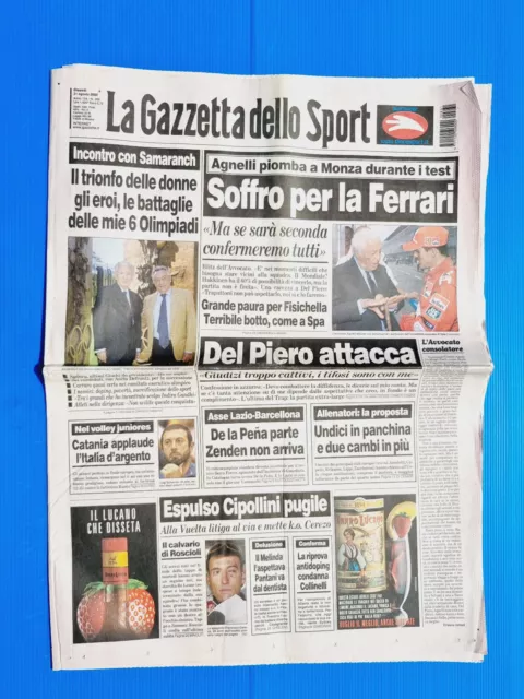 Zeitschrift Dello Sport 31 August 2000 Der Piero-Cipollini-Ferrari-Schumacher