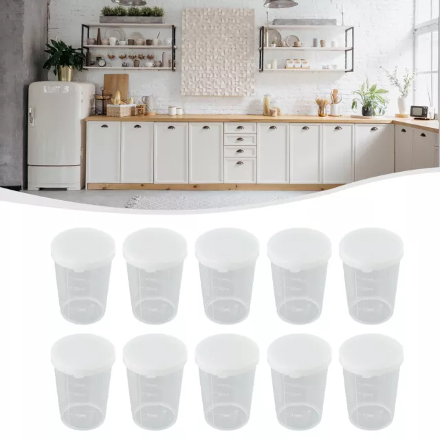 Practical and 10PCS Measuring Cup Set, Transparent Plastic Container with Lid