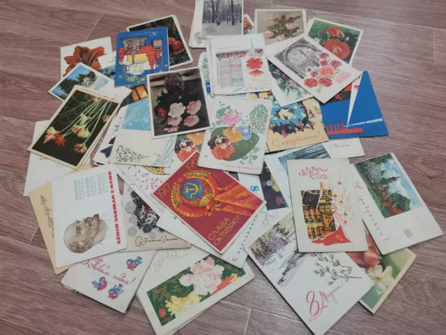 Lot of 80 old Soviet postcards from the times of the USSR 1960-1970