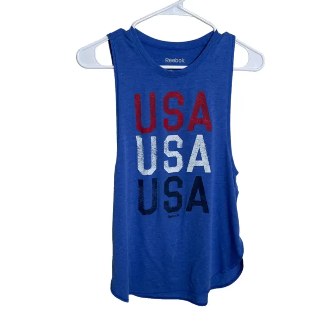 Reebok Tank Top Women's XS Blue USA Multicolor Sleeveless Athletic Tee