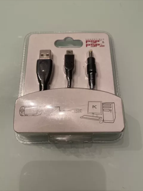 psp / slim chargeur cable usb secteur 2.0 charge transfert pc neuf typ officiel