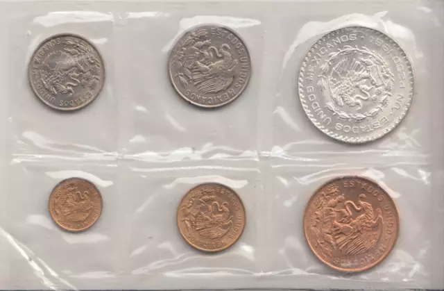 Coin Uncirculated Mexico 1964 Year Set Silver Un Peso Auct