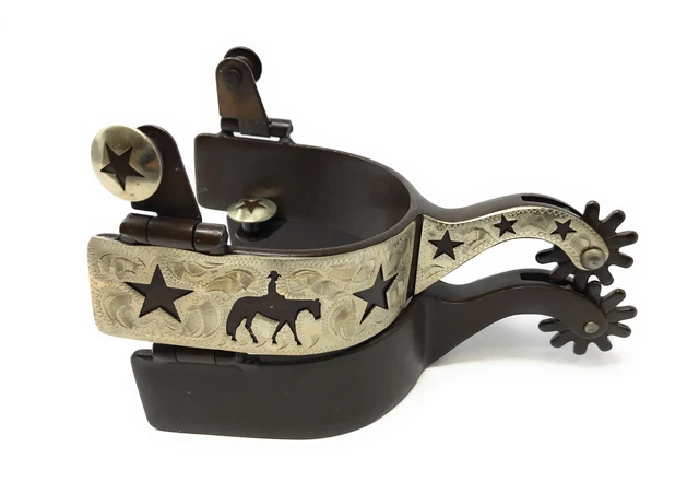 Antique Brown Pleasure Horse and Stars Spurs - Mens