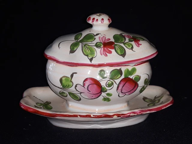 Dinette Miniature Saint Clément En Faïence Polychrome – Décor Coq – État D’origine