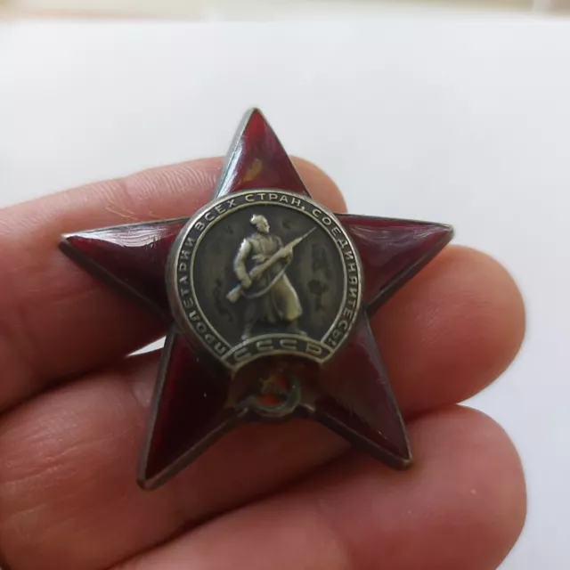 Ussr Order Red Star Medal Badge Russia Vintage Soviet Silver Original :2540159