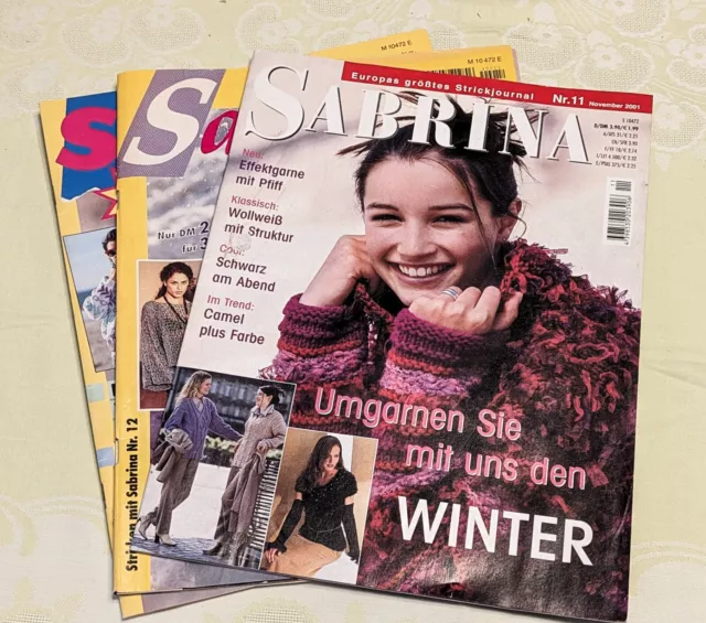 3x Sabrina Strickjournal Nr. 11/01, 12/94 und 4/90 - 2x Winter