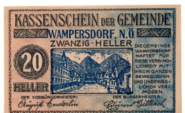 1920 Austria Notgeld Wampersdorf 20 Heller (B156)