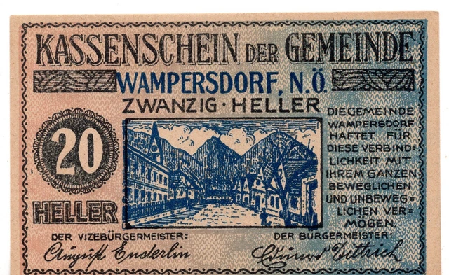 1920 Austria Notgeld Wampersdorf 20 Heller (B156)