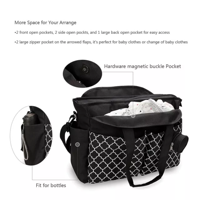 Multifunctional Waterproof Baby Diaper Nappy Mummy Changing Tote Satchel Bag AU 3