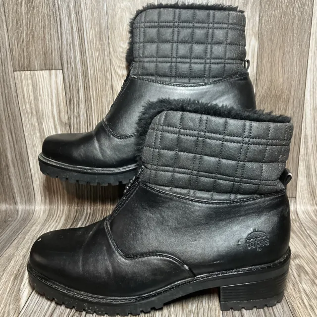 90s vintage Women’s black Fleece Insulated  TOTES zip up block heel boots Size 9