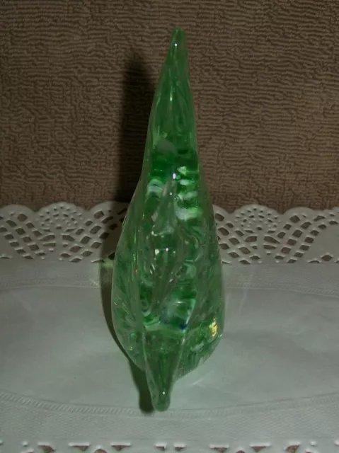 Small, Vintage Clear & Green Glass Fish Ornament 3